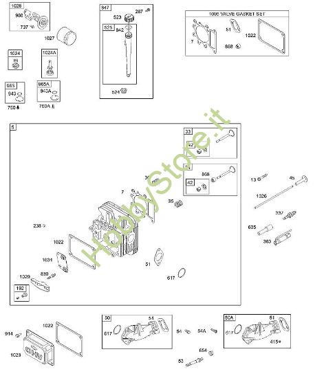 G - Testata, coperchio bilanciere, collettore di aspirazione, pompa olio, filtro olio B&S - 28 €¦ 28N707-1139-E1 brand Stihl
